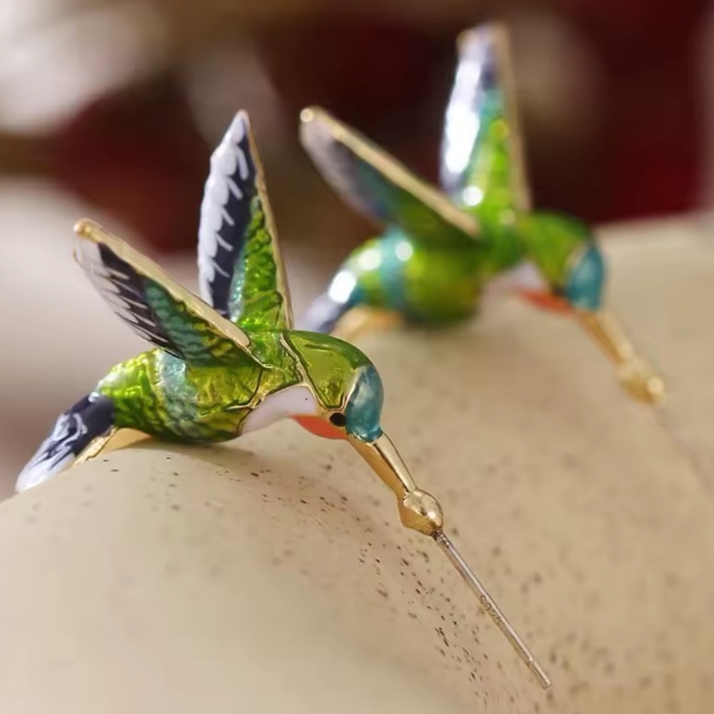 Colorful Hummingbird Earrings - Picture 5 of 5